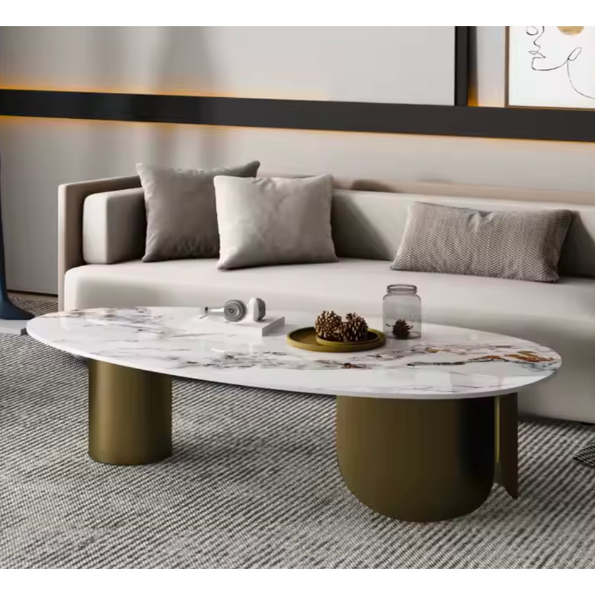 FormaLuxe Asymmetry Marble Coffee Table